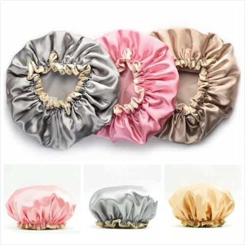 Satin Bonnet Silk Cap Woman Hair Cap Bonnet Bathroom Accessories Shower Hats For The Shower
