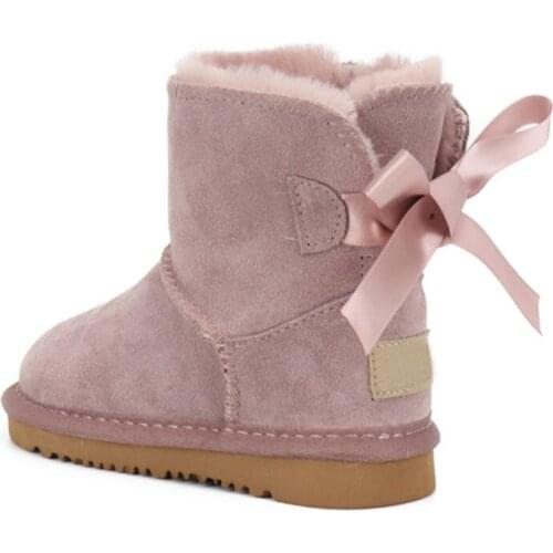 Australian new Hot Sale Children 100% Genuine Leather Fashion Girls Boys Winter Snow Boots For Warm Winter flat Shoes baby boots