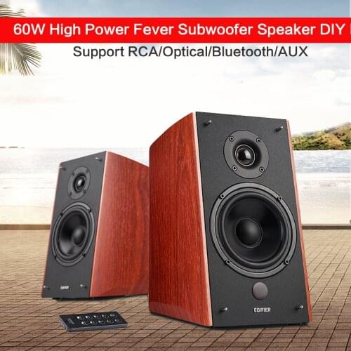60W Fever High Power Subwoofer Speaker DIY R2000DB Bluetooth Audio Hifi Wooden 2.0 Speaker TV with AUX/optical/audio Interface