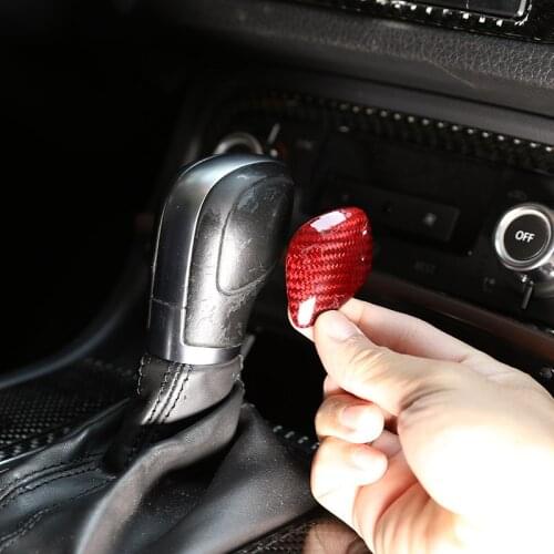 For Volkswagen Touareg New CC Refit Golf POLO Magotan Passat For VW Touareg Real Red Carbon Fiber Car Gear Shift Head Cover Trim