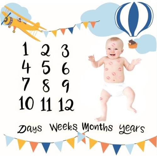 Cute Patterns Infant Portray Blanket Milestone Photo Props Backdrop Cloth Calendar Baby Photo Accessories Baby Play Mats