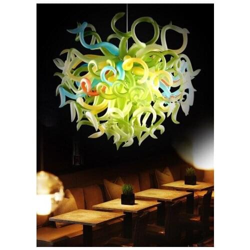 100% Mouth Blown Glass Crystal Chandelier with LED lights Hanging Chain Chandelier LED Light Fixtures Living Room Bar Lights