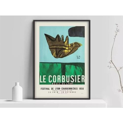 Le Corbusier (Le Corbusier) art exhibition poster National Museum dArt Moderne prints 1954 French abstract art canvas painter