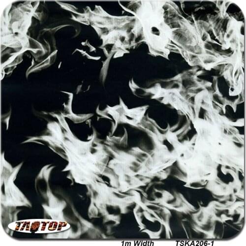 ITAATOP TSA206-1 1M*10M White and Black Flame Pattern Hydrographic Films Water Transfer Printing