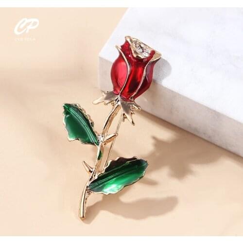 Classic Red Rose Flower Brooches For Women Wedding Party Casual Brooch Pins Gifts