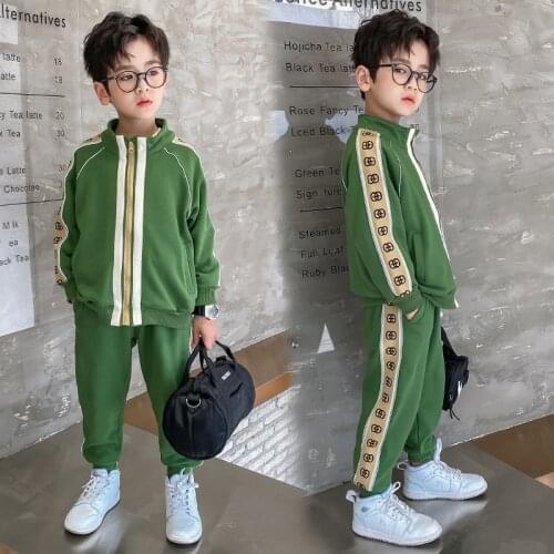 Cool Spring Autumn Childrens Clothes Set Baby Boys Coat + Pants 2pcs/Set Kids School Beach Costume Teenage Girl Clothing High