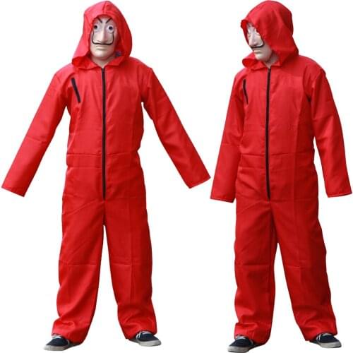 Cosplay costume adult suit gloves mask halloween casa la casa de papel movie the house mask money heist costume