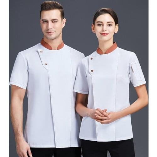 Kitchen Short Sleeve Man Women Chef Jacket Restaurant Catering Chefs Uniform Hotel Bakery Cooking Cook Coat Pastry Work Wear
