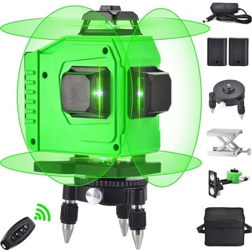 4D Laser Level 16 Lines Self-Leveling 360 Horizontal And Vertical Cross Super Powerful Green Laser Beam Horizontal Rangefinder