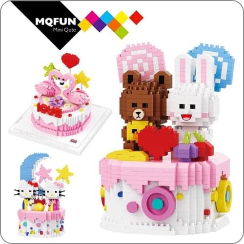 Balody Mini Blocks Birthday Wedding Cake Model Food Flamingo Animal Cartoon Bear Diamond Building Bricks Toys for kids Xmas Gift