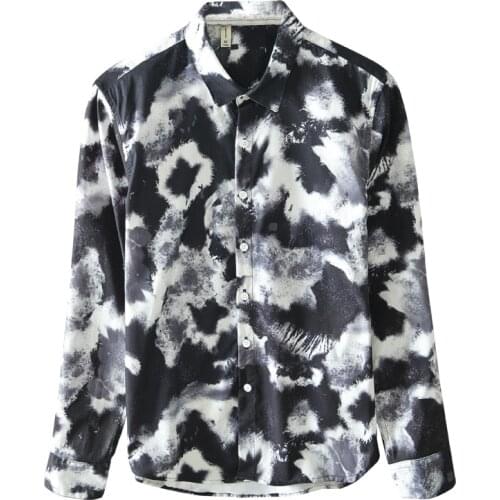 Fashion Printed Men Basic Shirt 2020 Lapel Breathable High Street Casual Long Sleeve Brand Men Dress Shirts Camisa M-3XL