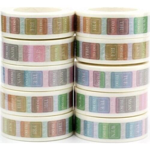 NEW 10pcs/Lot Decorative Week Note TO DO Washi Tapes Japanese Paper DIY Planner Adhesive Masking Tape Cute Stationery