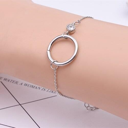 New Sale 2021 NEW Fashion Rhinestone Circle Bracelet Minimalist Hollow Round Charm Crystal Bracelets For Men/Women