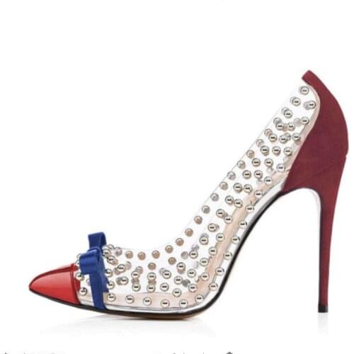 SHOFOO shoes,Beautiful fashionable womens shoes, bow decoration, about 11cm high-heeled boots, pointed toe pumps.SIZE:34-45