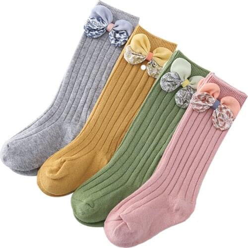 0-3Y Infant Baby Girls Stockings Flowers Bow Knot Solid Leggings 4 Colors Outfits For All Seasons
