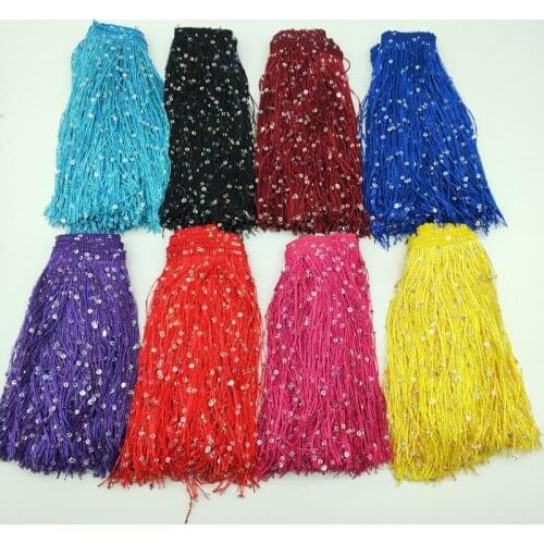 Wholesale 1 Yards/lot Fringe Lace Tassel Ribbon Sew Latin Dress Stage Garment Curtain DIY Sewing Accessories Sequins Fringe Trim