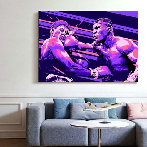 Portrait Art Painting Canvas Prints on Canvas Posters and Prints Wall Purple Boxing Character Picture for Living Room Home Decor