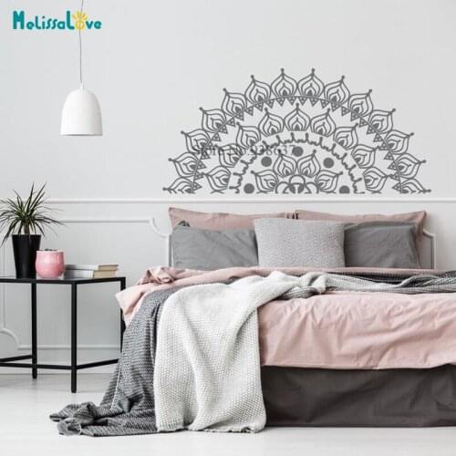 Half Mandala Wall Decal Bohemian Gypsy Decor Lotus Flower Home Bedroom Living Room Decor Removable Vinyl Wall Stickers BB927