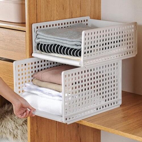 Detachable Flip Clothes Organizer Wardrobe Box Thickened Transparent Drawer Case Plastic Stackable Box Home Wardrobe Organizer D