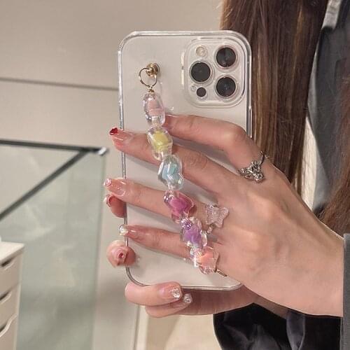 Cute Love Heart Bracelet Wrist Chain Case For Samsung Galaxy A50 A70 A10 A20 A30 A40 A80 A90 A51 A71 Clear Soft Back Cover Korea