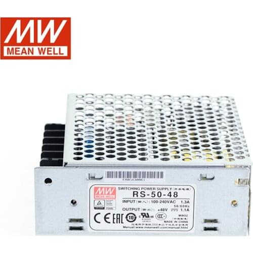 MEAN WELL RS-50-48 50W 48V Switching Power Supply 110V/220V AC to 48V DC 1.1A Power Unit 5G Viberation Compact Size