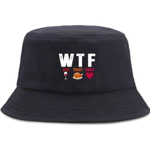 Thanksgiving Day WTF Funny Fishermans Caps Women Fashion Beach Cap Unisex Sun Shade Bucket Hat Outdoor Cotton Fishing Hats