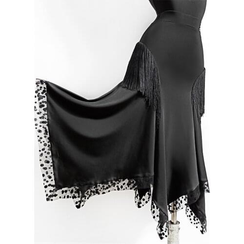 Latin Dance Skirt Women Fringed Black Skirts Adult Latin Practice Wear Ballroom Flamengo Samba Dancing Costume Show Wear VDB2642