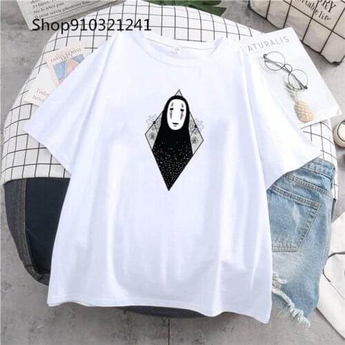 Anime Kaonashi Women cartoon T-shirts Casual Printed Female Kawaii Manga T Shirt Girl Short Sleeve Streetwear Women clothes