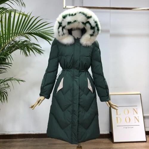 Women Down Long Jacket 2019 Winter New Hooded Fur Collar White Duck Down Coat Warm Casual Parkas Snow Outwear M228