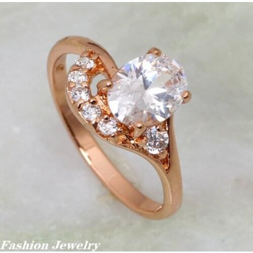 New 2020 Fashion Jewelry White Cubic Zirconia Rose Gold Women Rings Size 5.75 6 R173