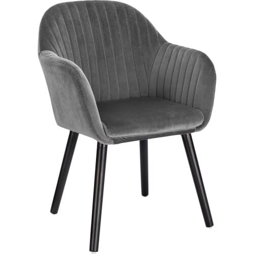 1PC Kitchen Dining Chair Upholstered Counter Lounge Living Room Corner Chair with Arms & Backrest Solid Wood Legs Reception