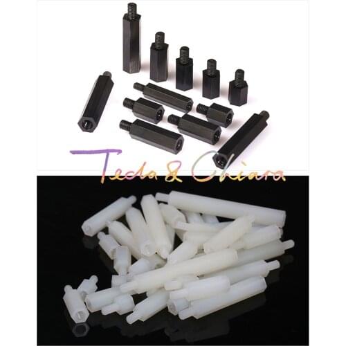 10Pcs M4 x 30mm + 6mm White Black Plastic Nylon Plastic Standoff Hex Column Support Male-Female Spacer Phillips Head Screw