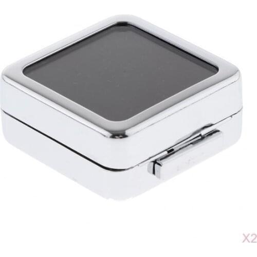 2pcs Loose Diamond Gemstone Storage Glass Lid Box Display Show Case Holder