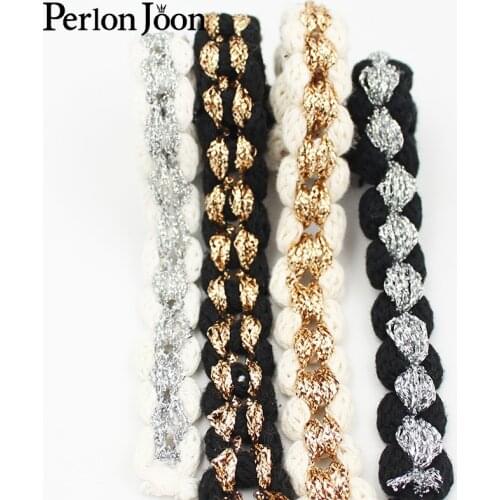 2yards 20mm gold thread and silver thread Wrap the braided rope clothing home decorative lace sewing accessories webbing ZD0367