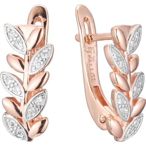 2021 Luxury Earrings Leaf Shape White Stone 585 Gold Silver Color Office Style Top Fashion Women Jewelry Gift