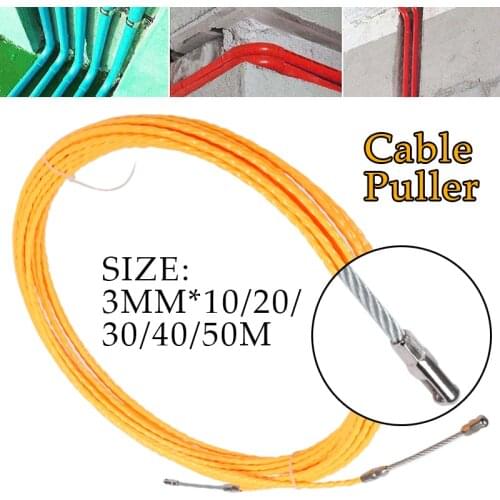 3mm Yellow Cable Puller Fish Tape Reel Puller Fiberglass Metal Wall Wire Conduit For Telecom Electrical Wall Wire Conduit Tool