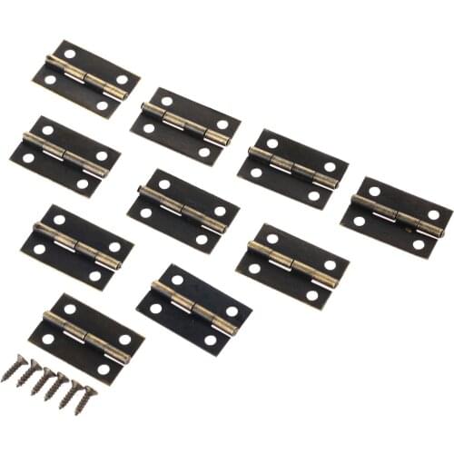 10Pcs Antique Bronze/Gold Furniture Hinges Cabinet Drawer Door Butt Hinge Decorative Hinges For Jewelry Box with Screws 24*16mm