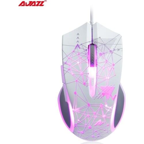 AJAZZ AJ119 White E-sports RGB Backlit Light Wired Gaming Gamer Mouse Max 3200DPI Mause Optical USB Mouse for PC Notebook