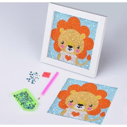 Diamond Painting Cross Stitch 5D DIY Diamond Embroidery Mosaic Pattern Cute Small Lion Picture Home Decoration Kids Gift