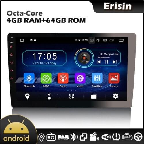 Erisin EU Stock 6910 10.1" Octa Core Detachable Screen Android 10.0 GPS DAB WiFi BT 4G Car DVD Player 1 Din Unviersal Autoradio
