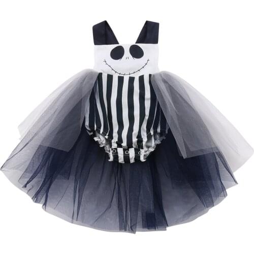 2019 Newborn Toddler Baby Girl Halloween Black Bodysuit Striped Tutu Skirt Jumpsuit Playsuit Cute Holiday Clothes 0-24M 45