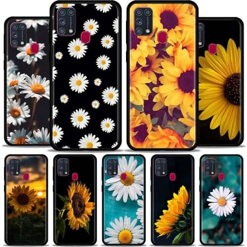 Summer Daisy Sunflower Floral TPU Cover For Samsung Galaxy M31 Prime M21 M11 M31s M31s F41 M51 M01 Black Soft Silicon Case