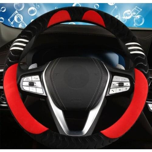 Cute Cartoon Cat Ear Steering Wheel Cover for Women Universal Plush Warm Steering-Wheel Covers Auto Decoration Accessories
