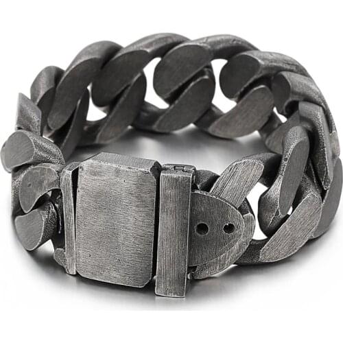 Jewels Store Vintage Heavy Mens Stainless Steel Bracelet Matte Wide Hand Wrist Chain Jewelry For Man JS79353
