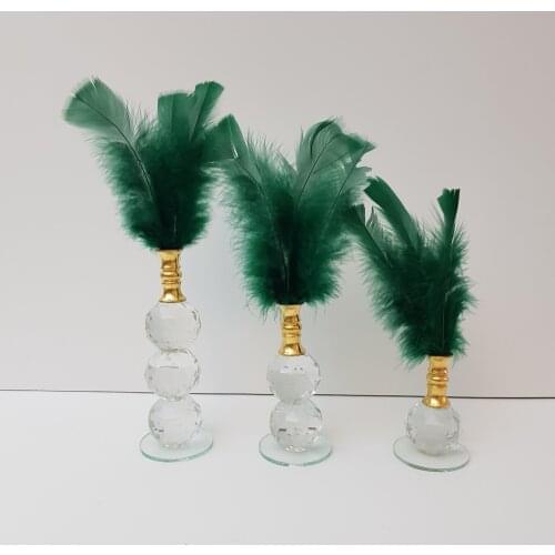 EU HOME DECORATION TRIPLE GREEN FEATHER DECOR GOLD COLOR NOZZLE