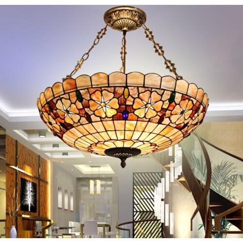 European Lighting Retro Atmosphere Lamp Shell Bedroom Study Room Coffee Hall Bar Home Anti Chandelier hanging lamp