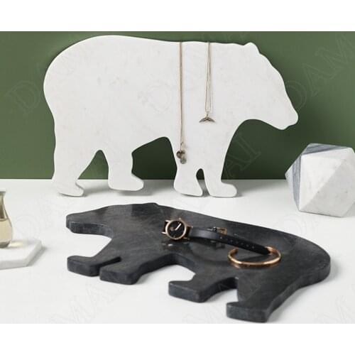 Polar Bear Ceramic Storage Trays Marble Texture Decoration Cosmetic Container Afternoon Tea Dessert Cake Dishes Home Decoration