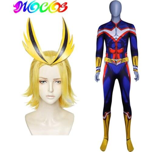 DIOCOS Boku No My Hero Academia All Might Wigs Cosplay Costumes Zentai Lycra Spandex Blue Men Women Jumpsuits Cos Props