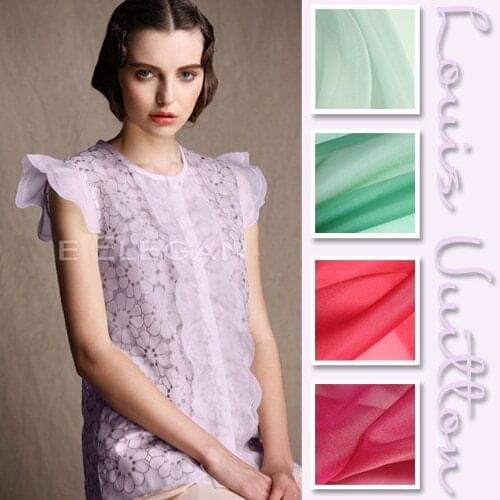 LEO&LIN New Multicolour high quality plain 100% pure Silk Organza tulle Fabric For Dress (1 meter) Red/Orange