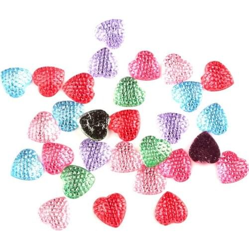 LF 100Pcs Mixed 14x14mm Heart Crystal Resin Cabochon Flatback Decoration Crafts Embellishments For Scrapbooking Diy Accessories